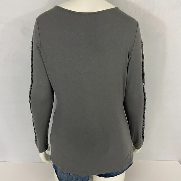 Venus Women's Cut Out Sleeve Detail Blouse Top Size L Grey V-Neck Strappy NWOT - Picture 5 of 9